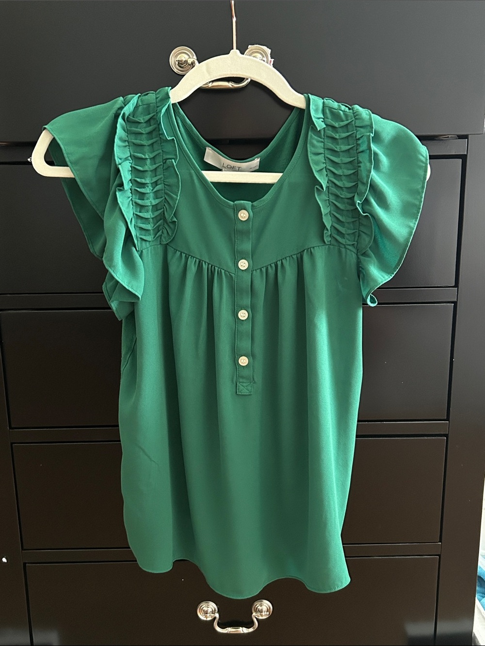 LOFT Ruffle-Sleeve Button Front Blouse - Picture 2 of 4